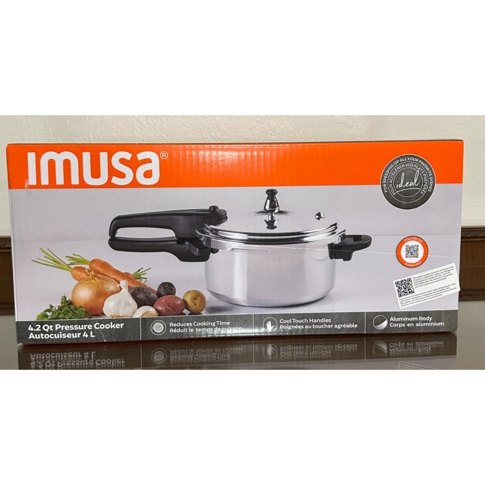 IMUSA USA A417-80401‎ Aluminum Stovetop Pressure Cooker 4.2Qt